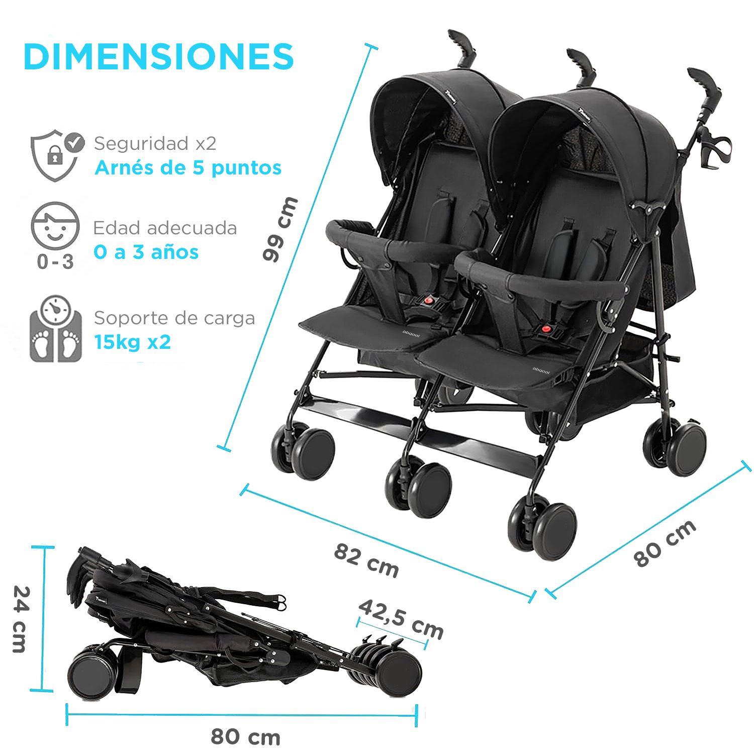 Coche Paragua Doble Twin Grafito-6