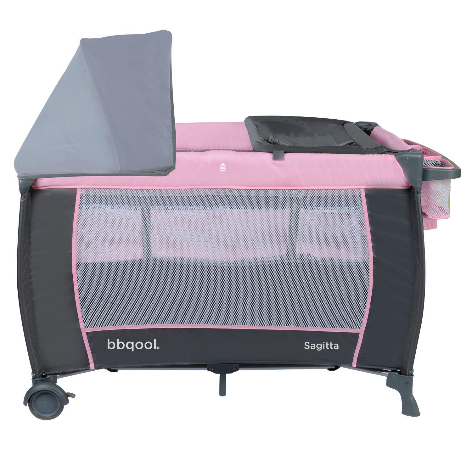 Cuna Playard Sagitta Pink + Colchón de Espuma-3
