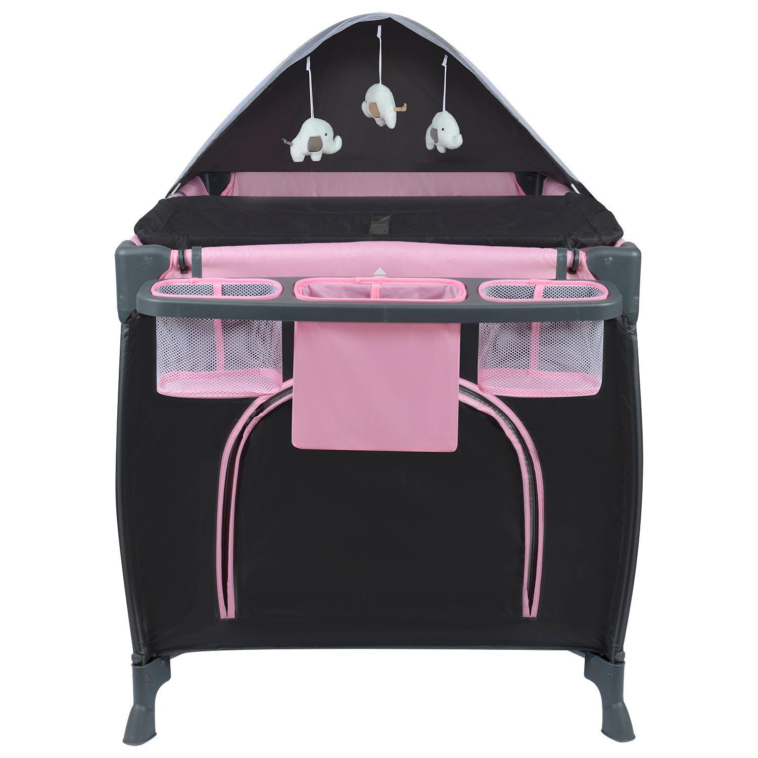 Cuna Playard Sagitta Pink + Colchón de Espuma-4