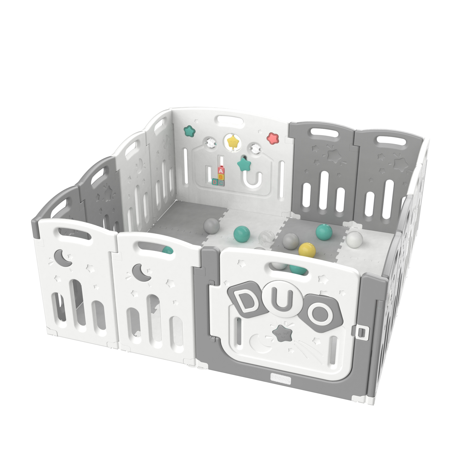 Corral Didáctico de Juegos Duo Grey + Alfombra + Pelotas-2