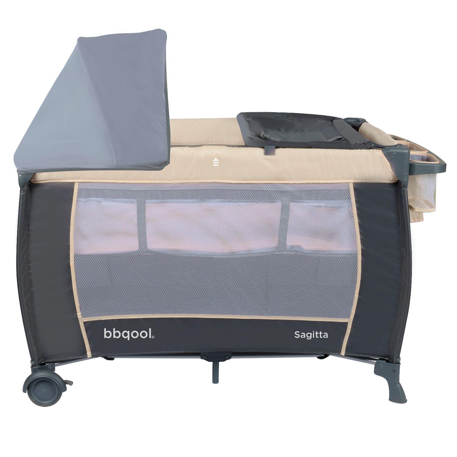Cuna Playard Sagitta Beige + Colchón de Espuma-3