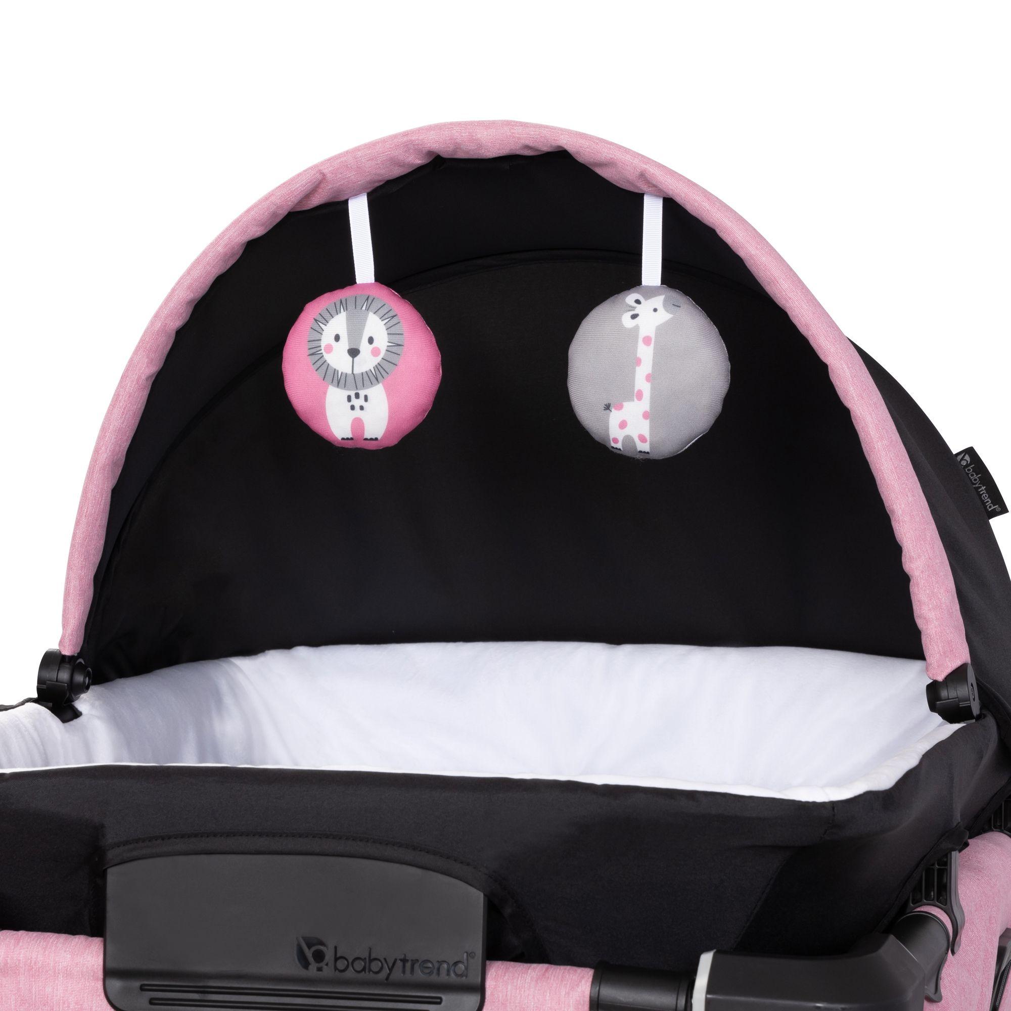 Cuna Corral Nursery Den con Moisés Portátil y Mudador Rosado-8
