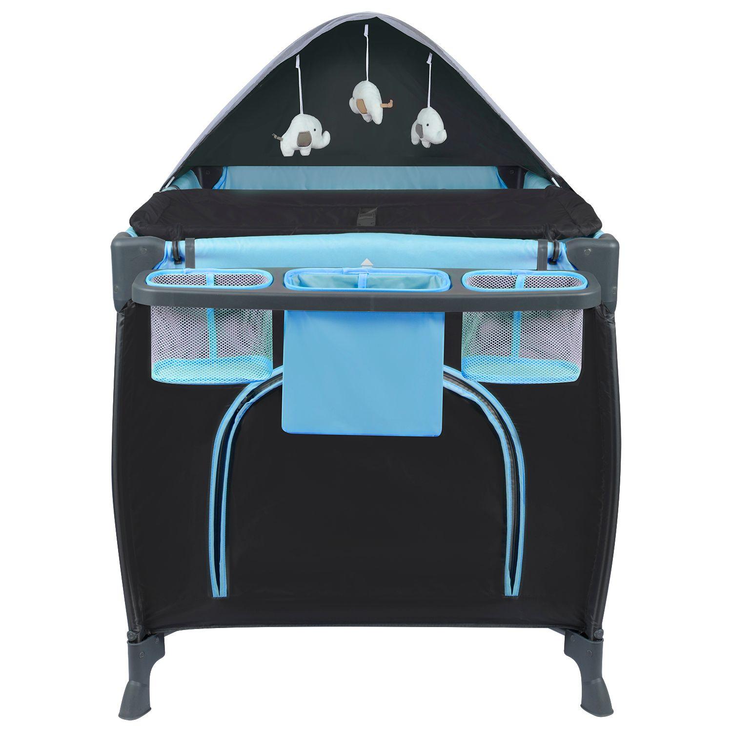 Cuna Playard Sagitta Blue + Colchón de Viaje Plegable-4