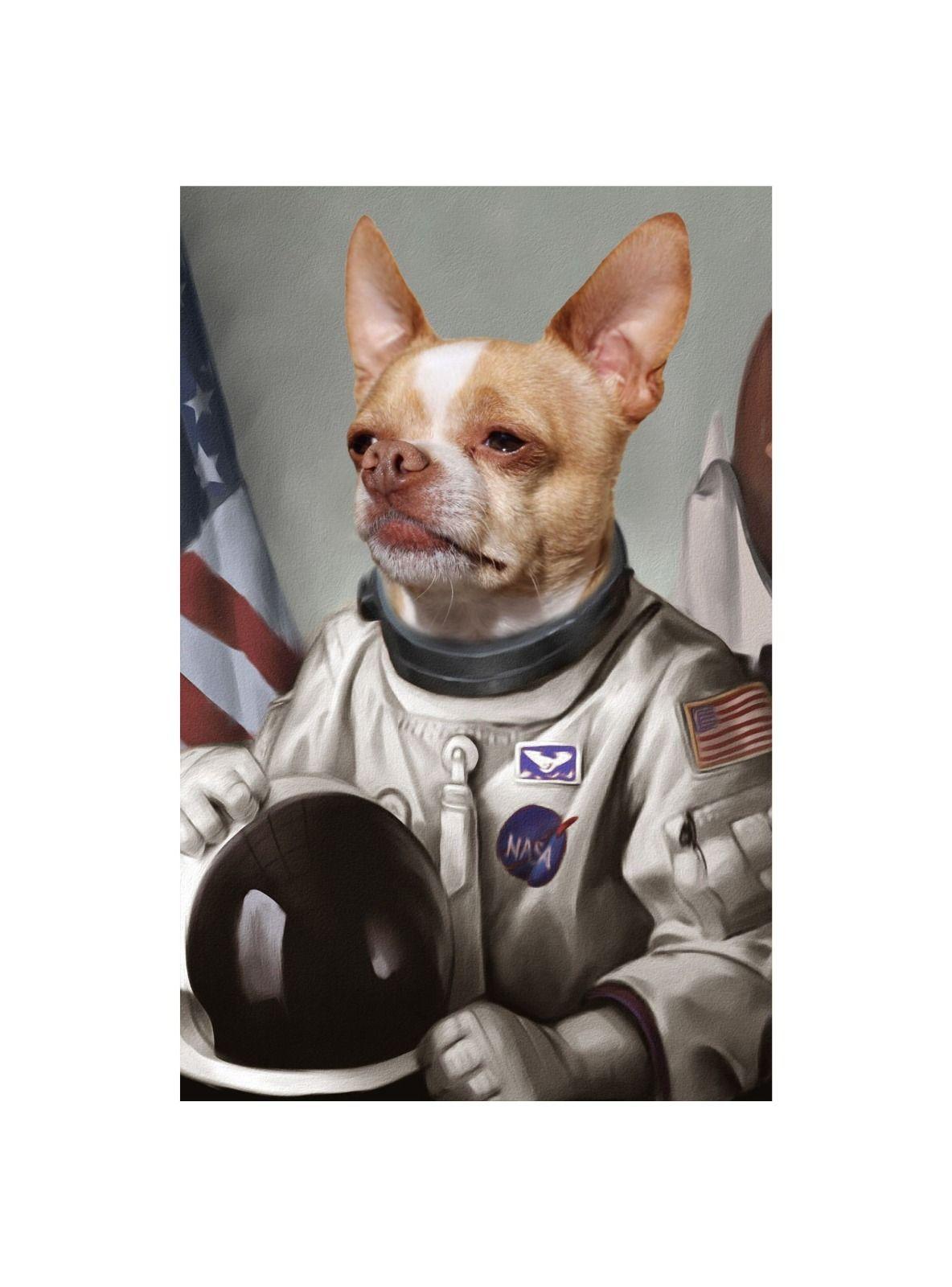 CUADRO DE TU MASCOTA PETPRINT ASTRONAUTA GRIS CANVAS - 20X30 CM-0