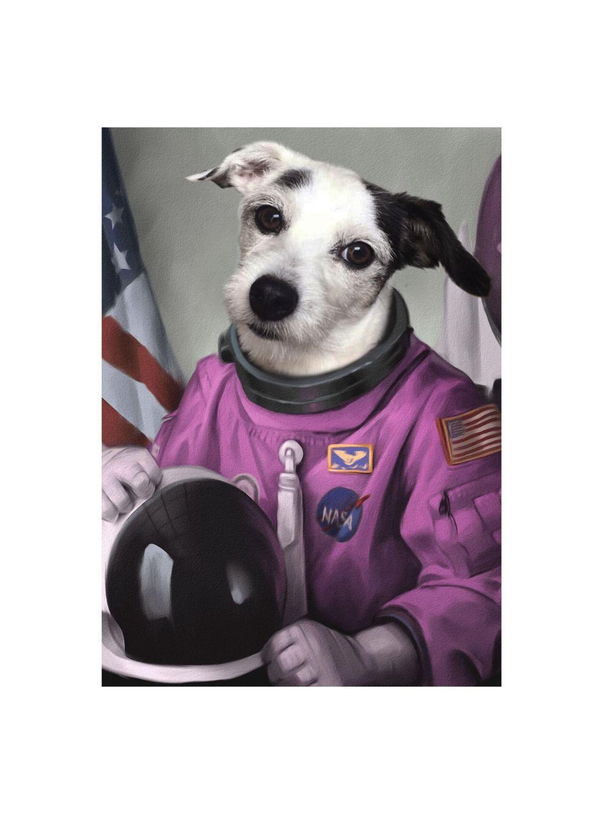 CUADRO DE TU MASCOTA PETPRINT ASTRONAUTA ROSADO CANVAS - 40X60 CM-0