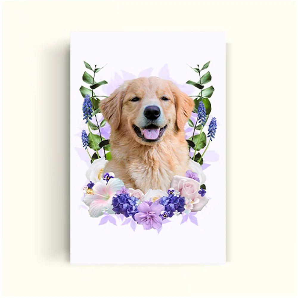 CUADRO DE TU MASCOTA PET PRINT FLOREADO EN VIOLETA CANVAS – 20X30 CM-1