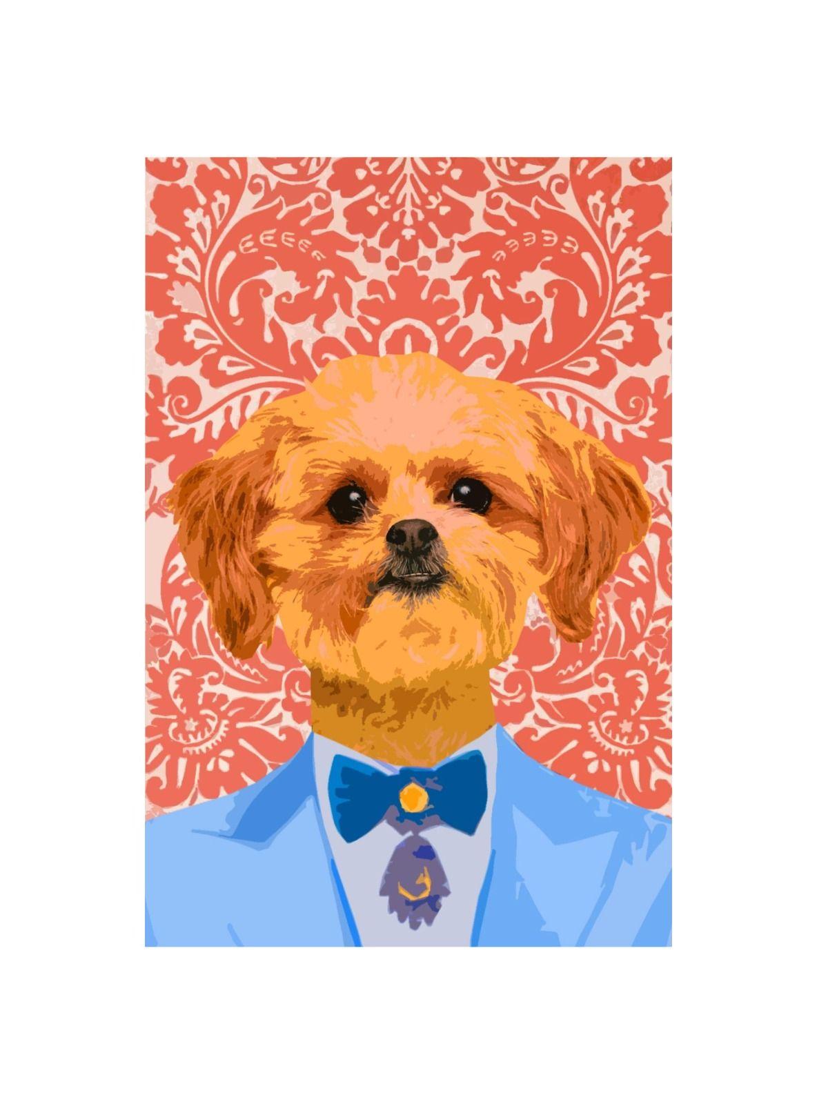 CUADRO DE TU MASCOTA PETPRINT FONDO BARROCO TERNO AZUL CANVAS - 20X30 CM -1