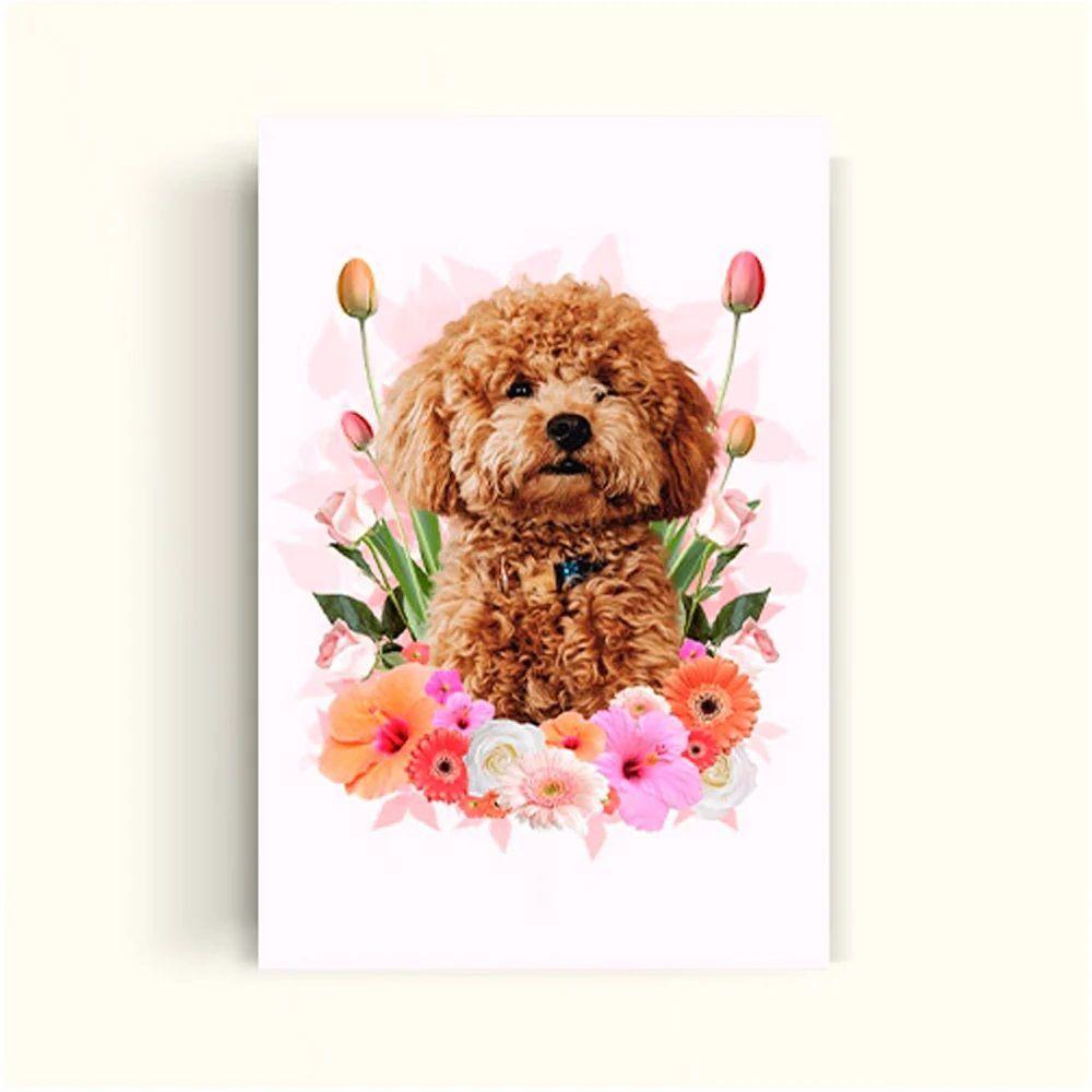 CUADRO DE TU MASCOTA PET PRINT FLOREADO EN ROSADO CANVAS – 30X50 CM-0