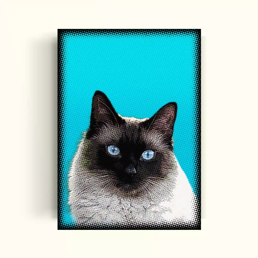 CUADRO DE TU MASCOTA PET PRINT COMIC ART AZUL CANVAS – 30X50 CM-1