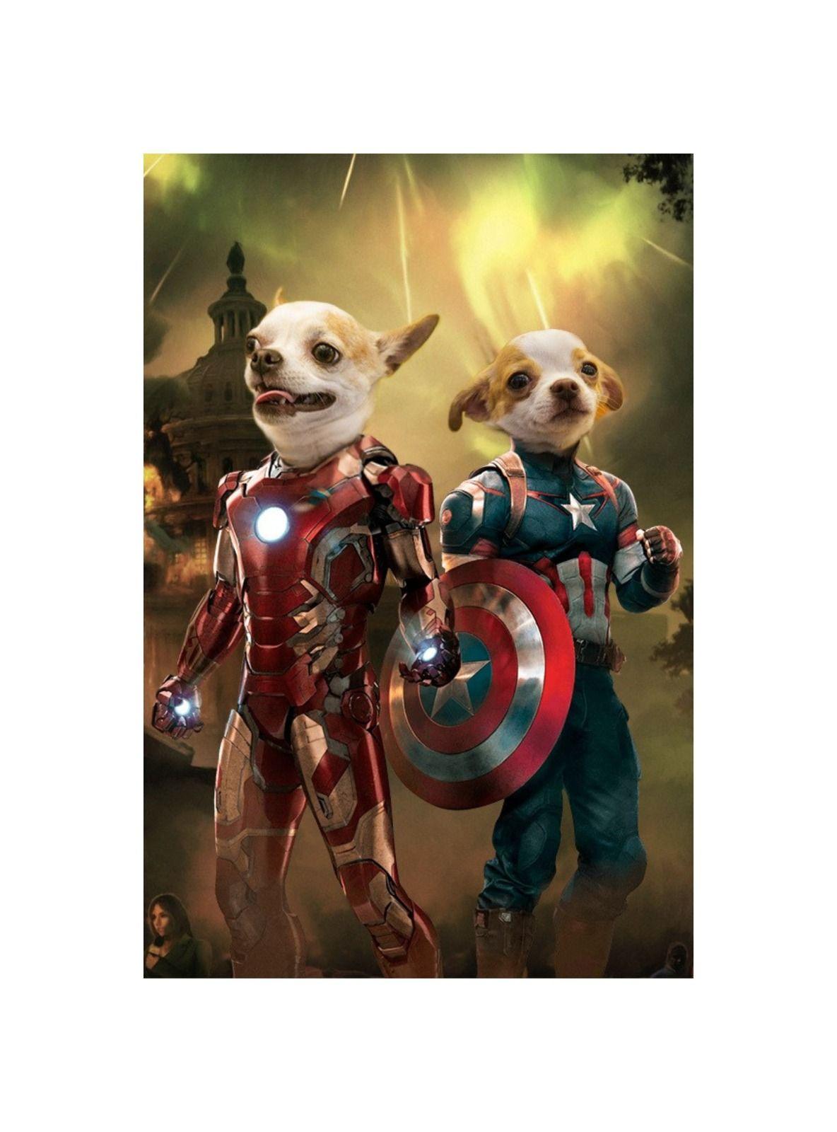 CUADRO DE TU MASCOTA PETPRINT IRON MAN Y CAPITÁN AMÉRICA CANVAS 30X50 CM