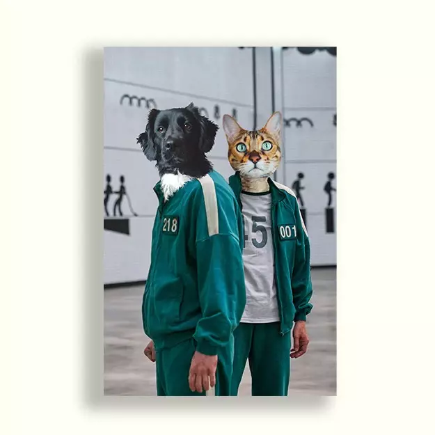 CUADRO DE TU MASCOTA PET PRINT JUEGO DEL CALAMAR DÚO CANVAS - 20X30 CM -0