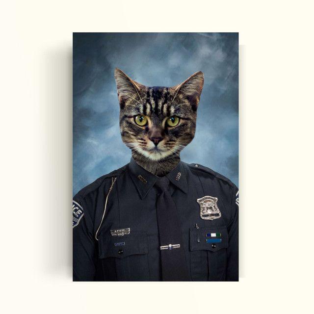 CUADRO DE TU MASCOTA PETPRINT POLICIA CANVAS - 40X60 CM -0
