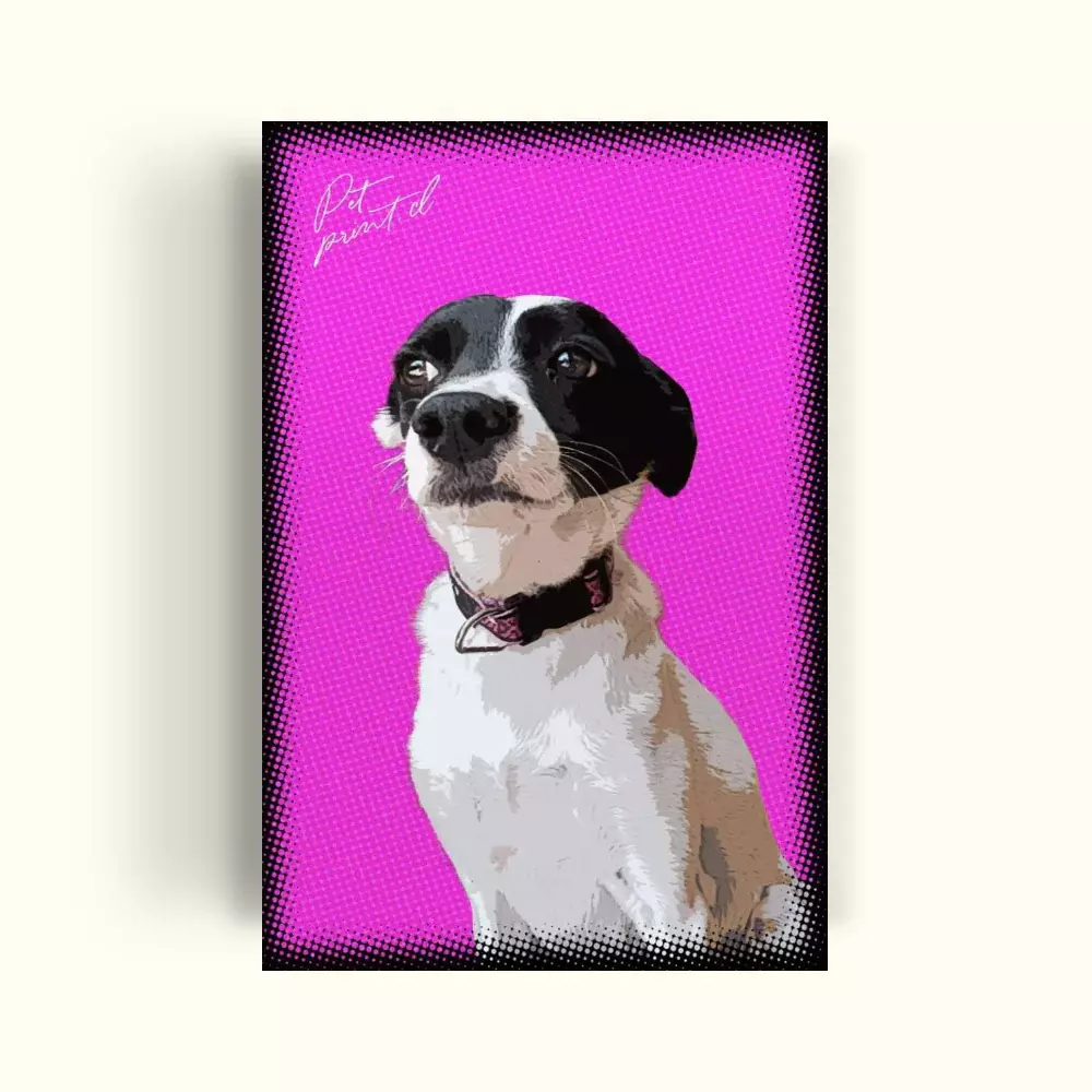 CUADRO DE TU MASCOTA PET PRINT COMIC ART ROSA CANVAS – 20X30 CM-0