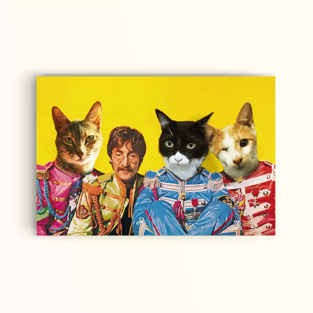 CUADRO DE TU MASCOTA PET PRINT LOS BEATLES HORIZONTAL CANVAS - 40X60 CM -1