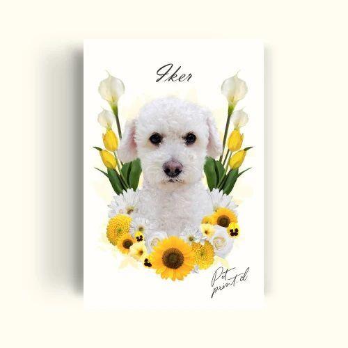 CUADRO DE TU MASCOTA PET PRINT FLOREADO EN AMARILLO CANVAS – 40X60 CM-0