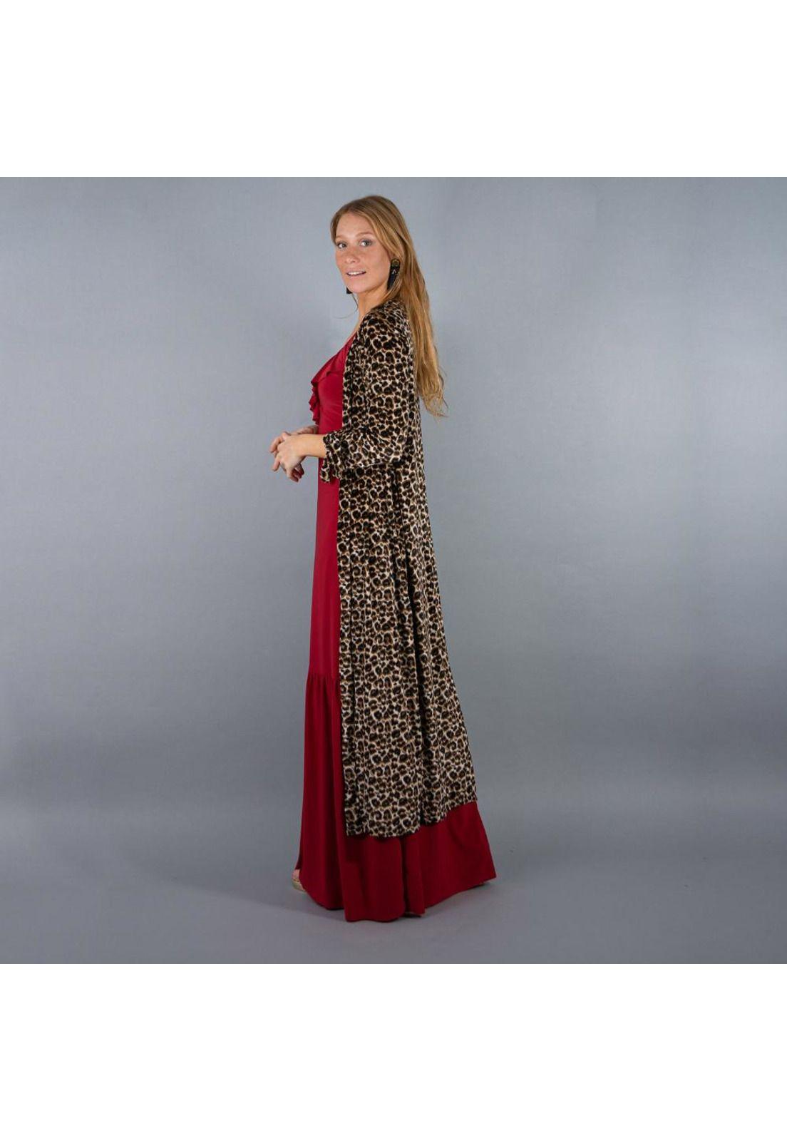 Tapado Kimono Largo Verona Animal Print Terciopelo Maria Paskaro-1
