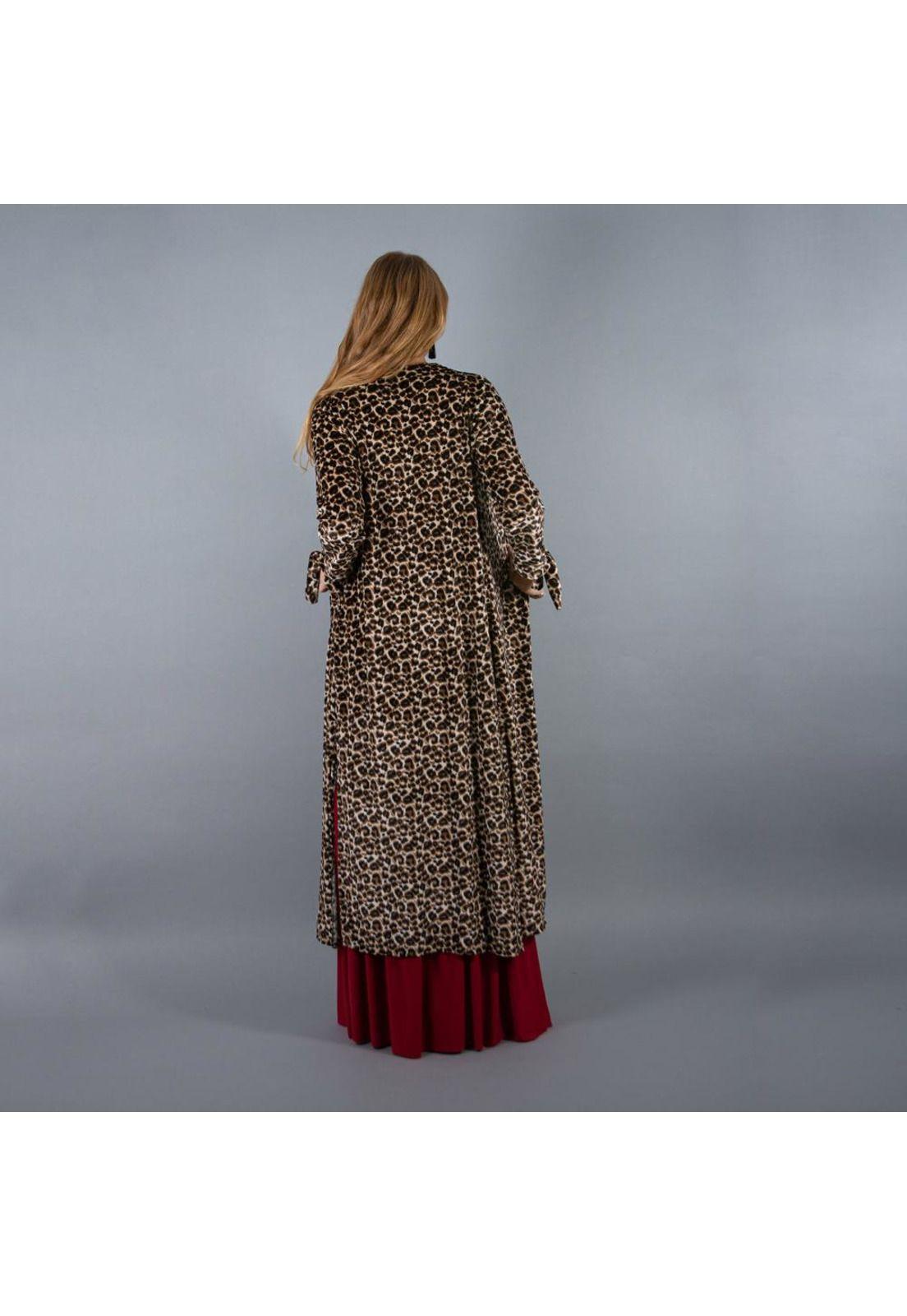 Tapado Kimono Largo Verona Animal Print Terciopelo Maria Paskaro-2