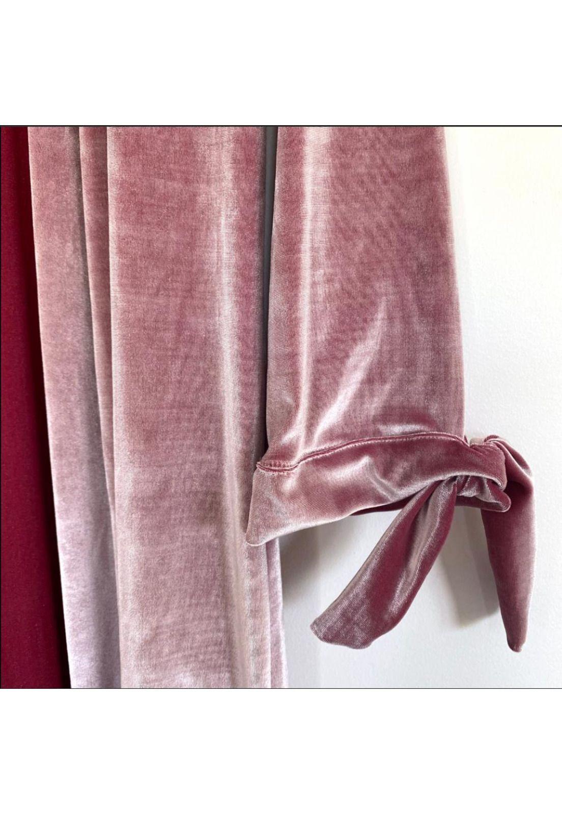 Tapado Kimono Largo Verona Rosa Terciopelo Brillante Maria Paskaro-3