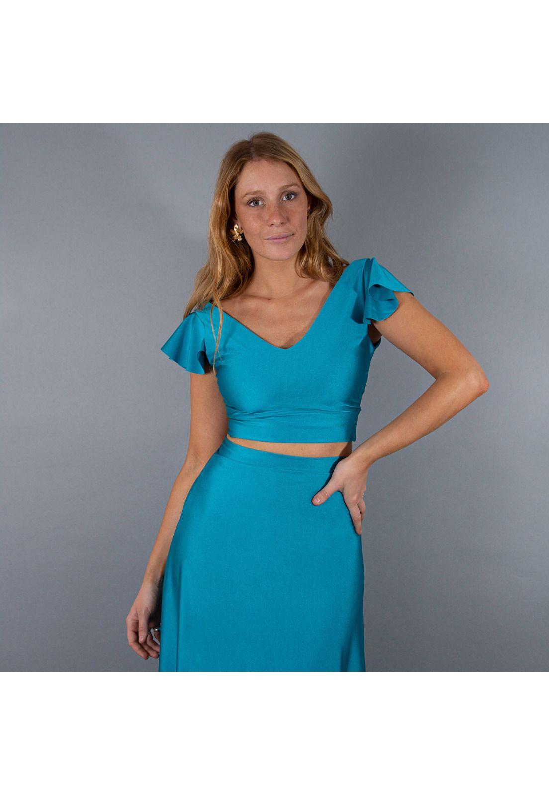 Peto Lima Turquesa Lycra Dupont Manga Vuelo Maria Paskaro-1