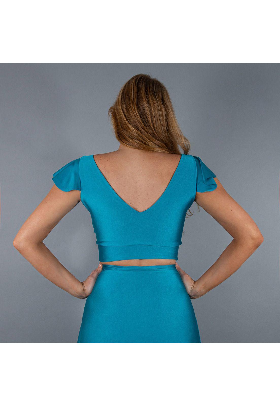 Peto Lima Turquesa Lycra Dupont Manga Vuelo Maria Paskaro-3