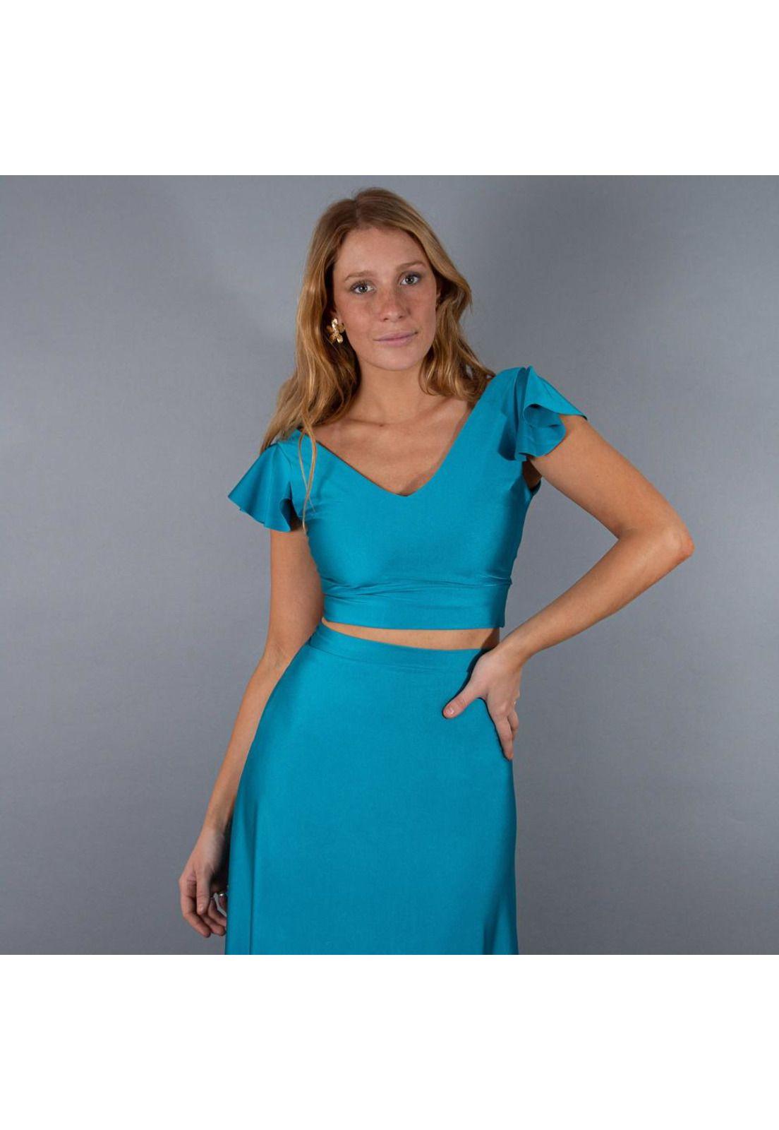 Peto Lima Turquesa Lycra Dupont Manga Vuelo Maria Paskaro-0