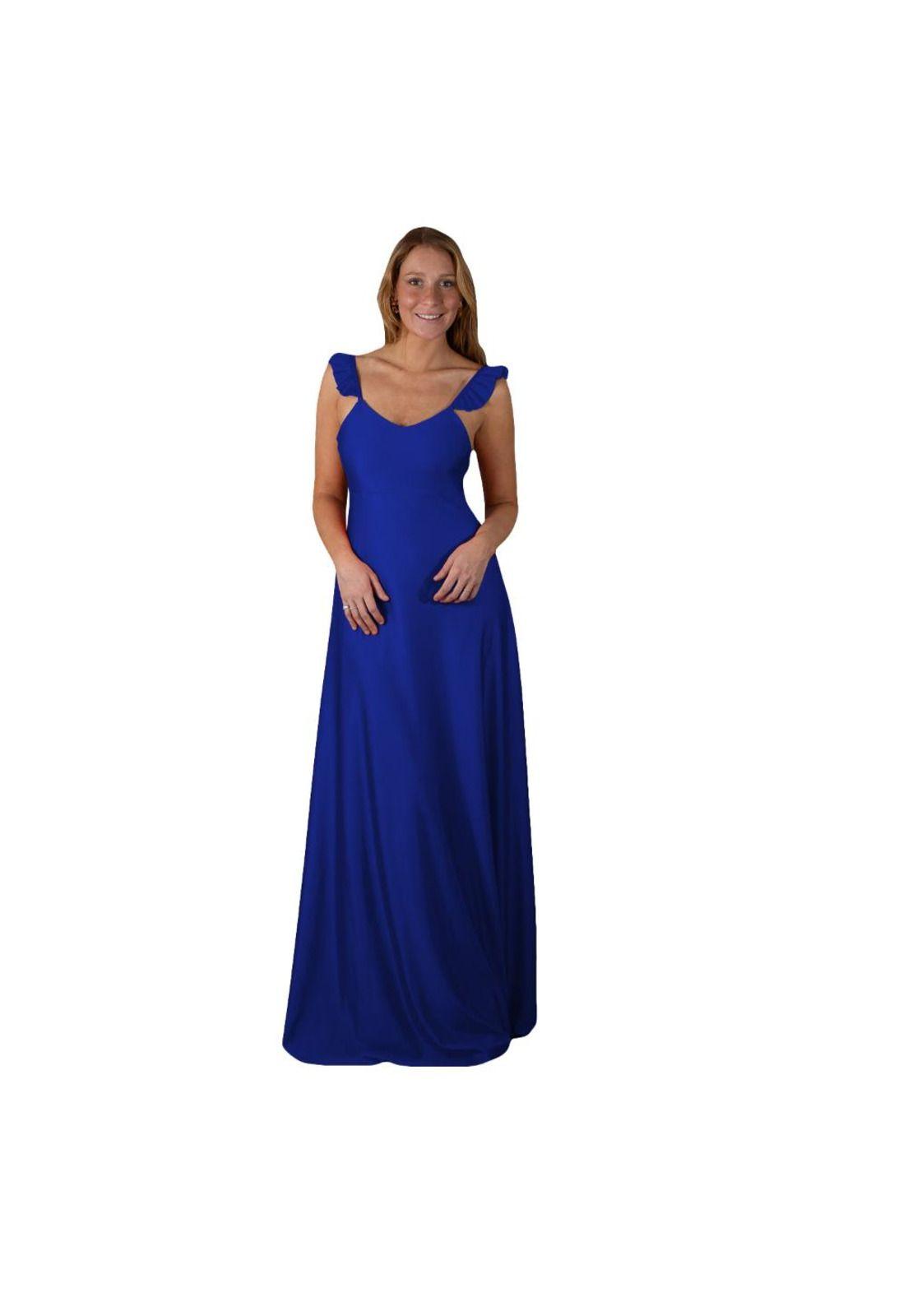 Vestido Largo Jaipur Azulino Lycra Dupont Maria Paskaro-0