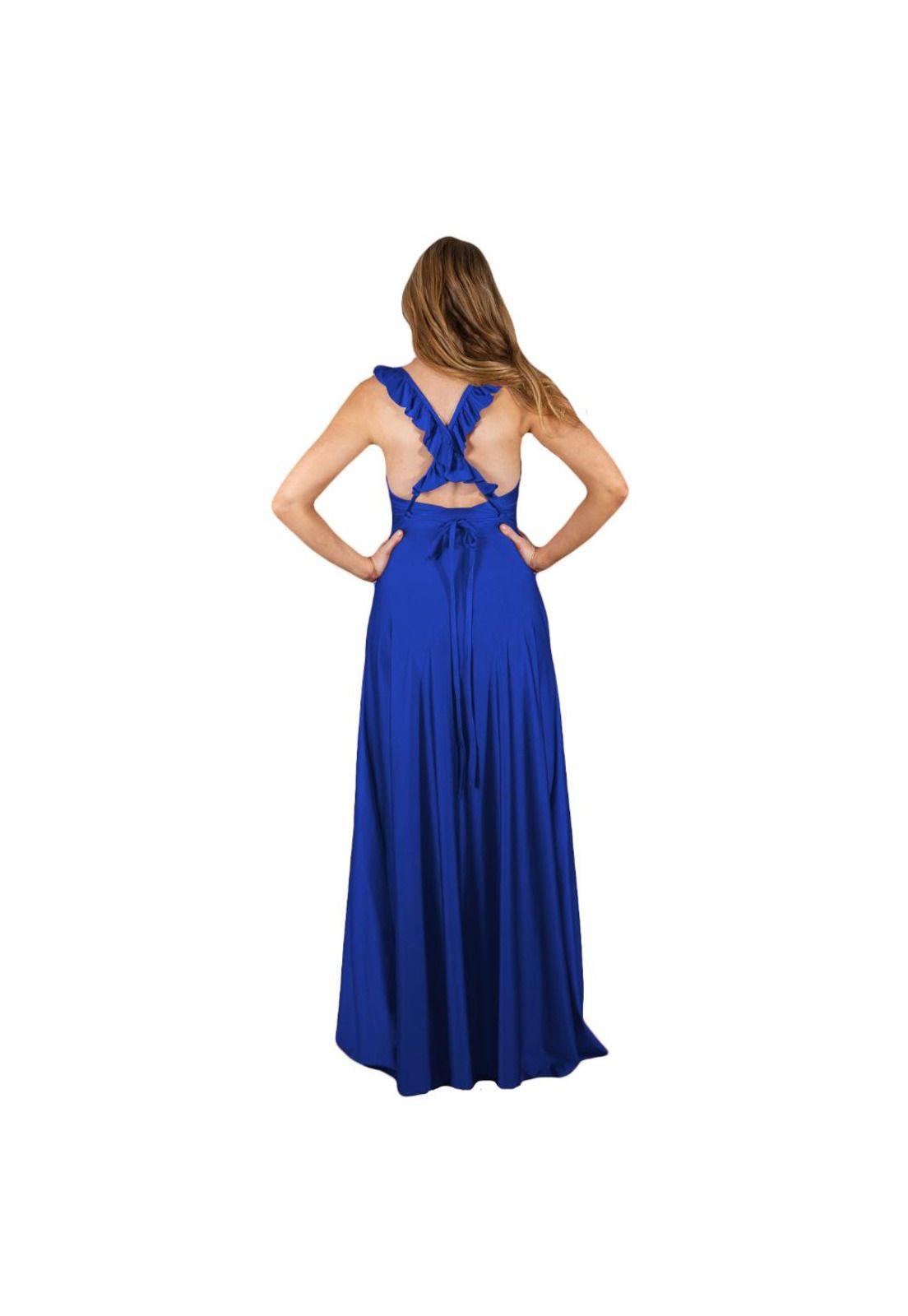 Vestido Largo Jaipur Azulino Lycra Dupont Maria Paskaro-1