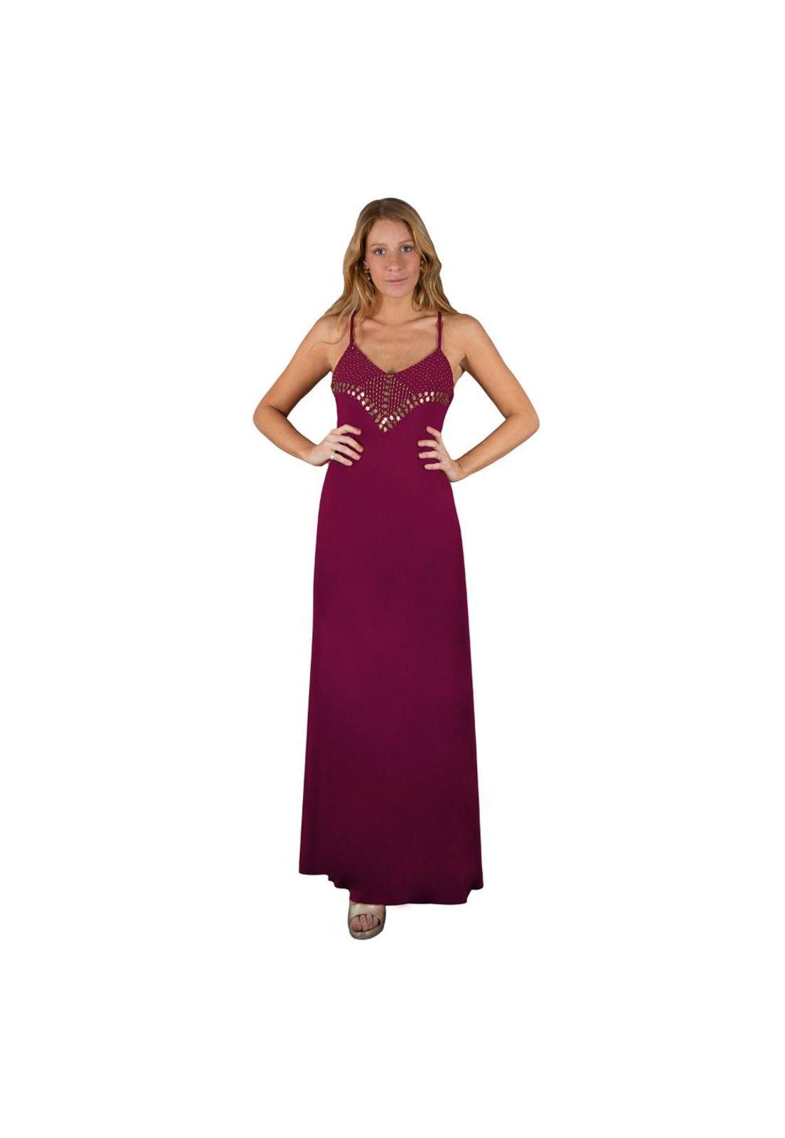 Vestido Largo Berlin Cherry Bordado C Maria Paskaro-0
