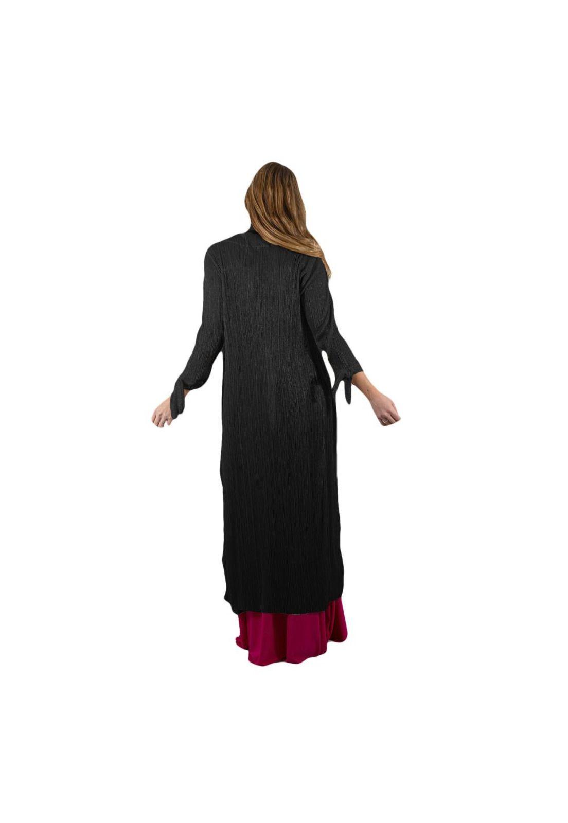 Tapado Kimono Largo Verona Negro Transparente Metalizado Maria Paskaro-2