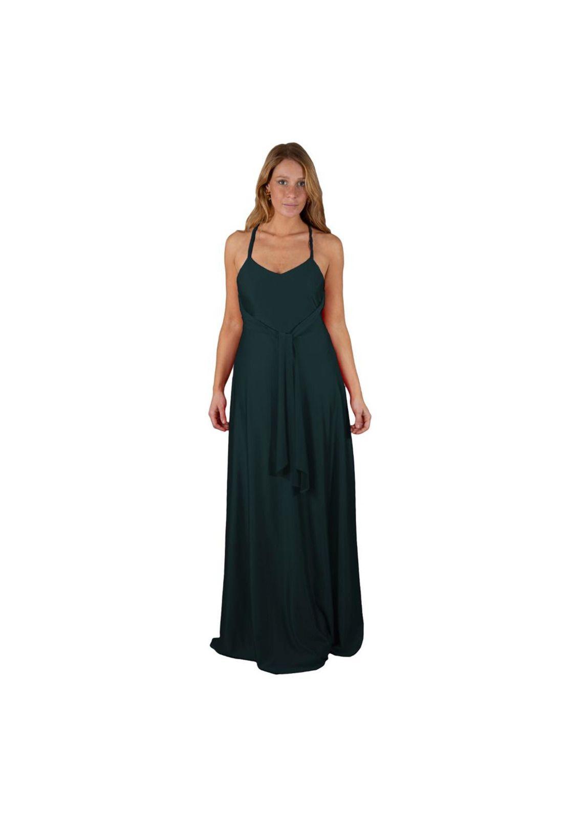 Vestido Largo Paris Verde  Lycra Lazo Maria Paskaro-3