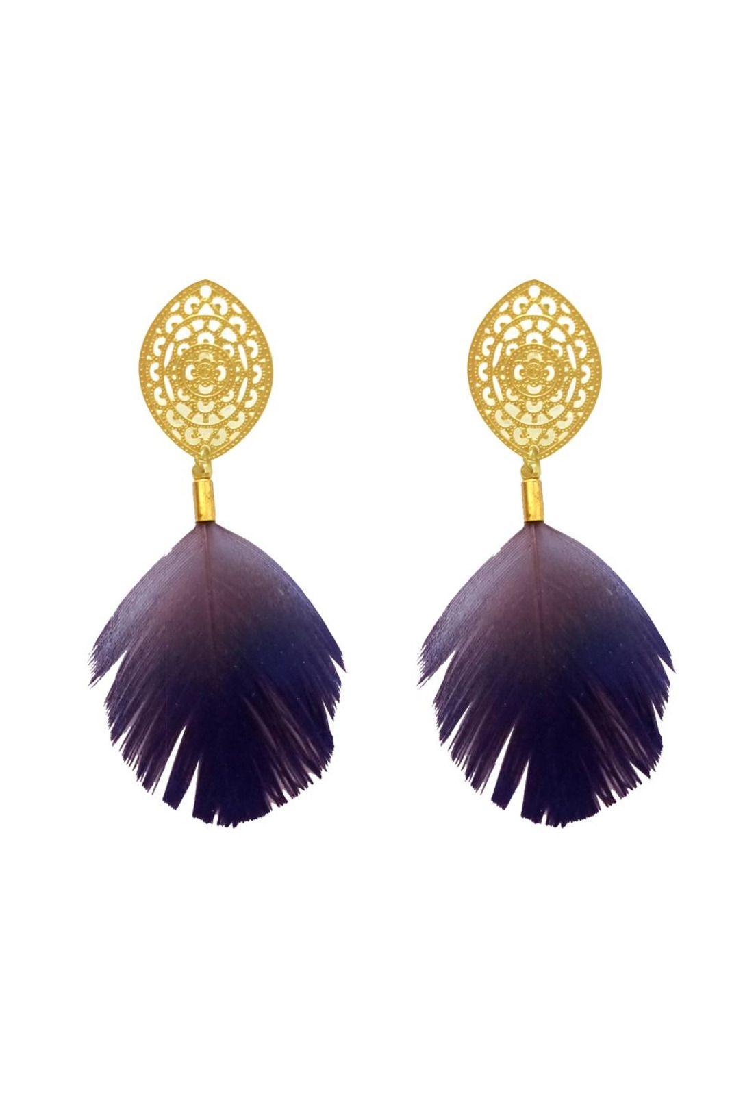 Aros de Pluma Monal Morado Dorado A Maria Paskaro-0