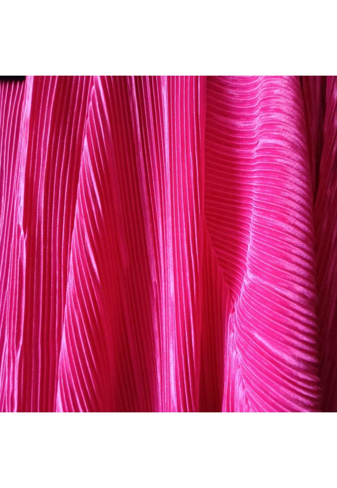 Tapado Kimono Largo Verona Fucsia Plisado Maria Paskaro-4