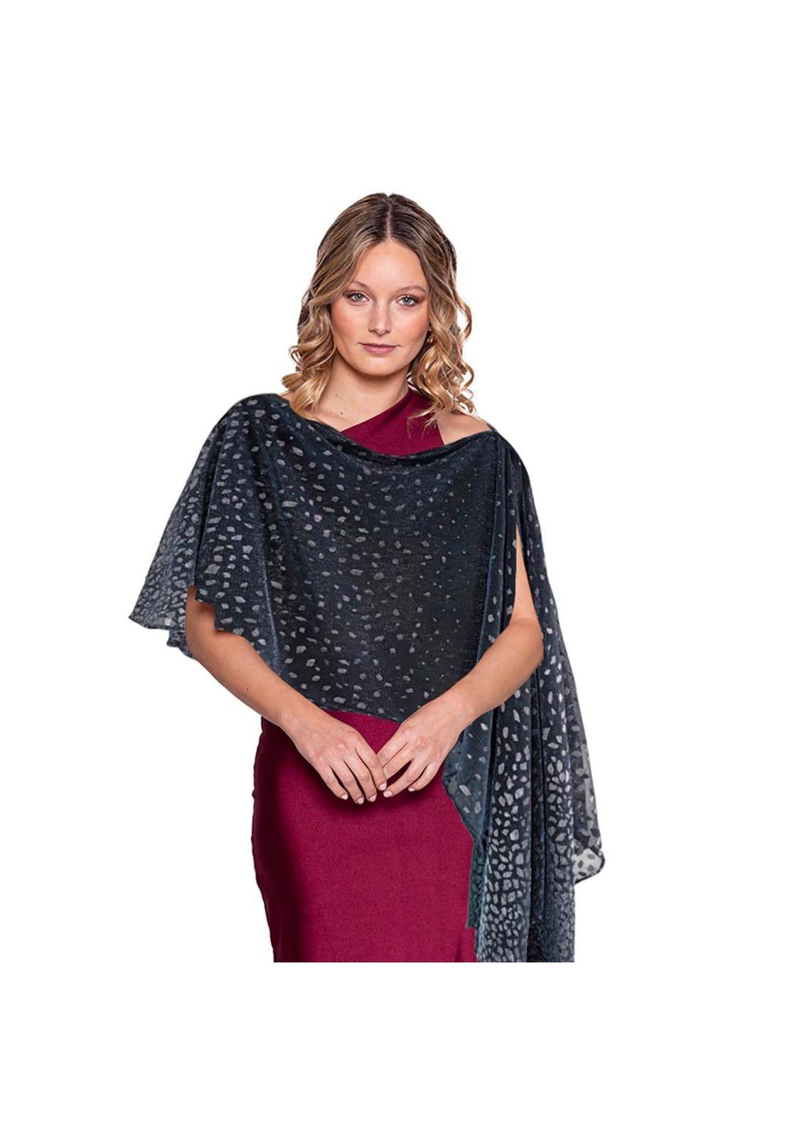 Tapado Capa Multiforma Catania Negro Manchas Plata Maria Paskaro-0