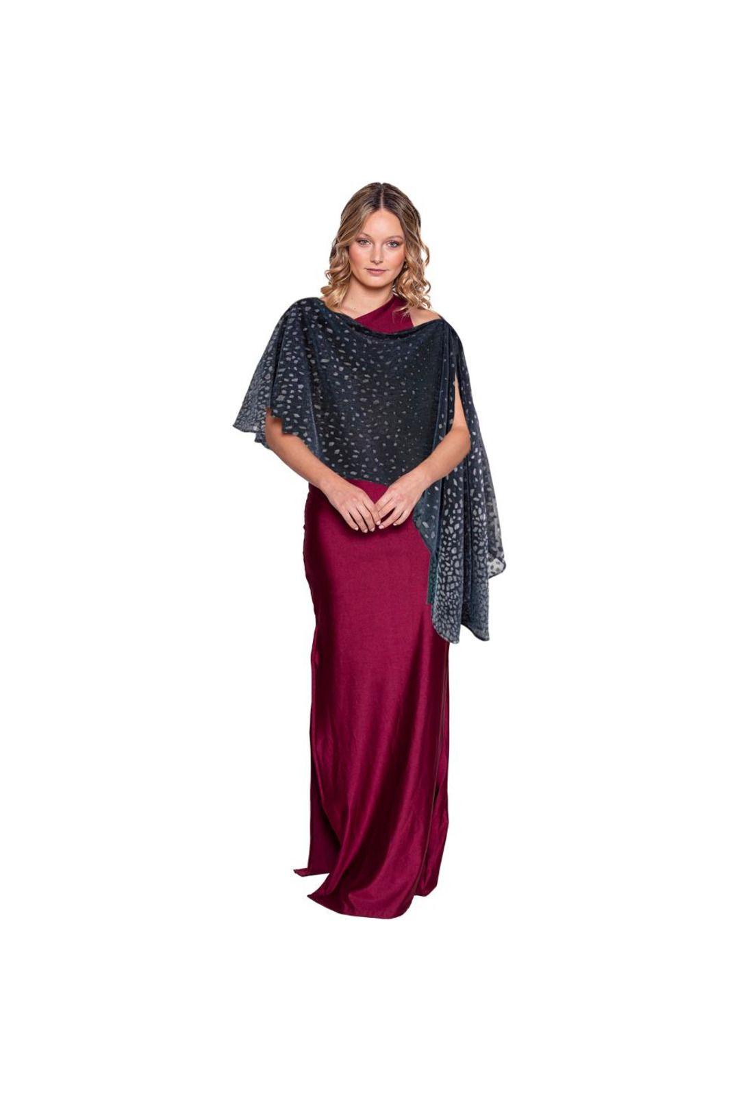 Tapado Capa Multiforma Catania Negro Manchas Plata Maria Paskaro-1