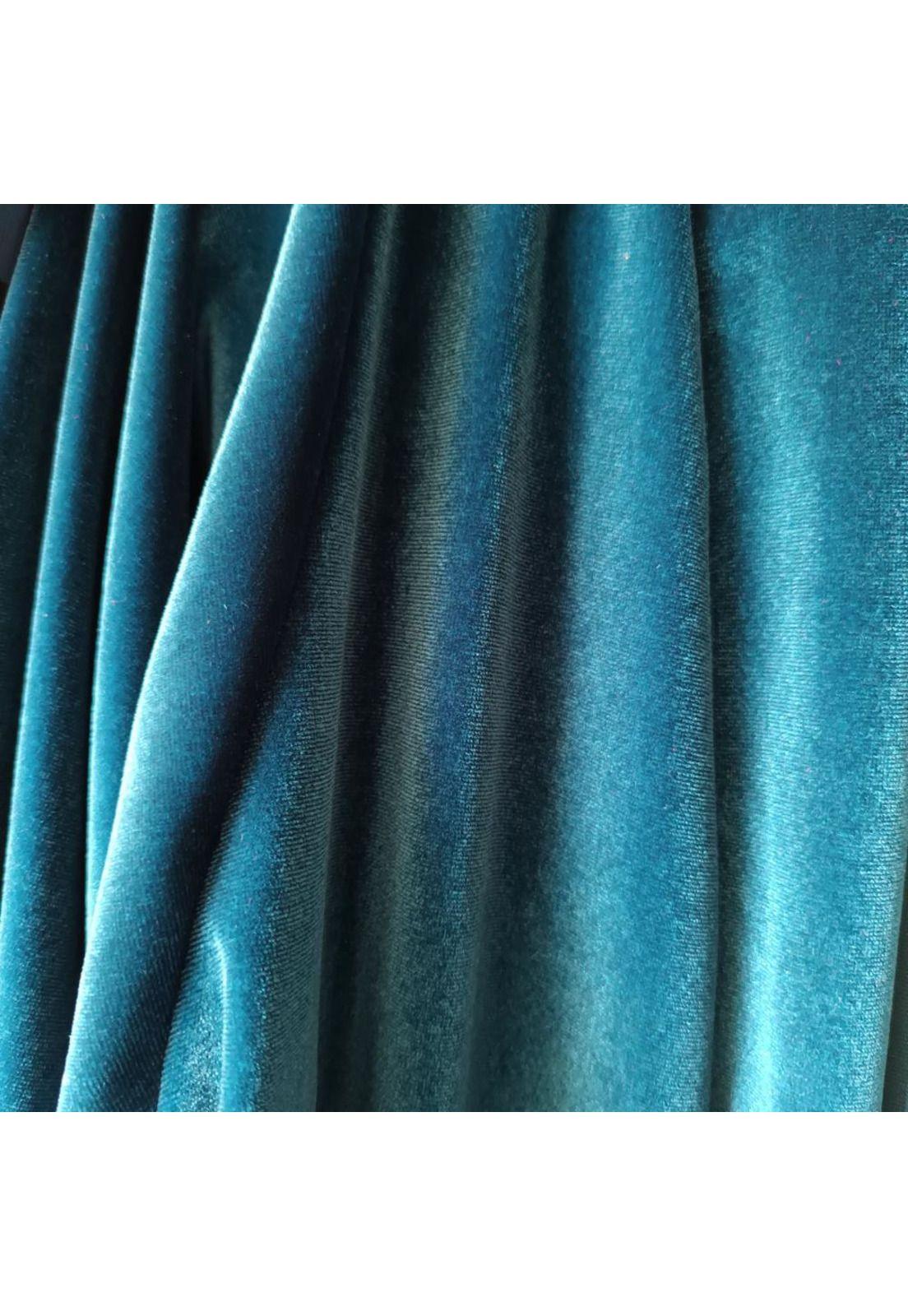 Tapado Kimono Largo Verona Petroleo Terciopelo Maria Paskaro-3