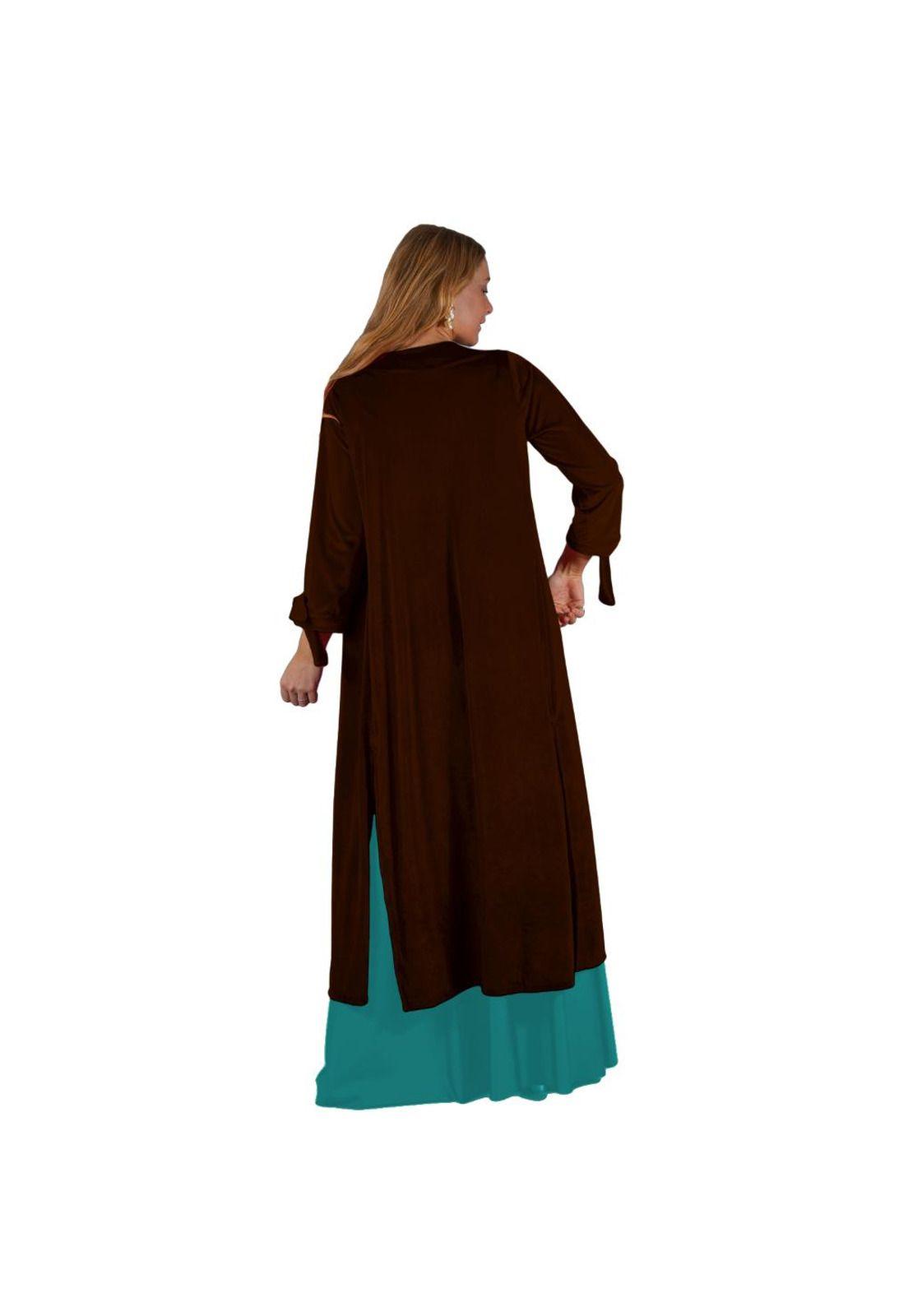 Tapado Kimono Largo Verona Chocolate Terciopelo  Maria Paskaro-2