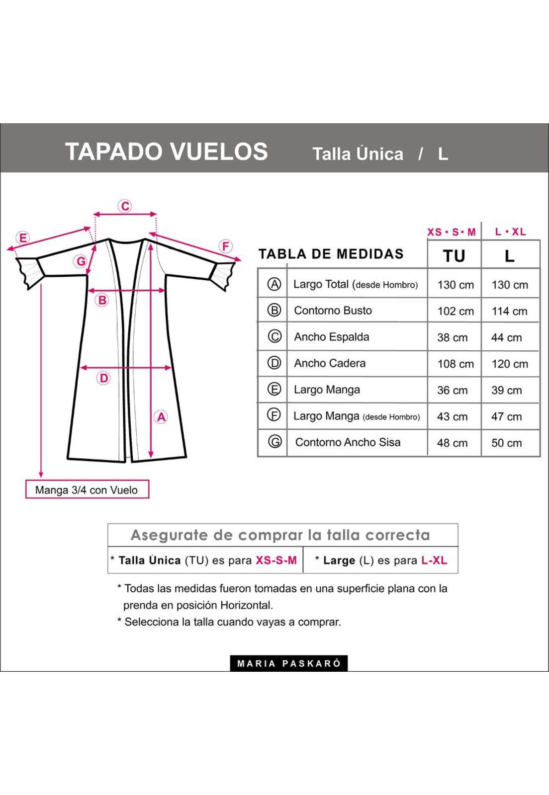 Tapado Kimono Largo Vuelos Negro Jaspeado Maria Paskaro-7
