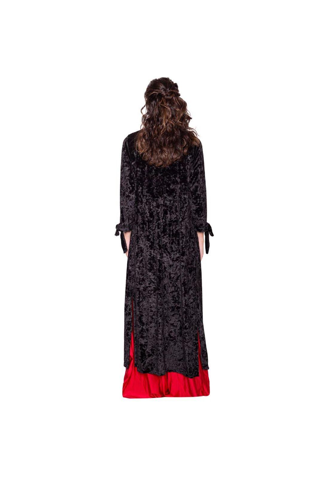 Tapado Kimono Largo Verona Negro Jaspeado Terciopelo Maria Paskaro-2