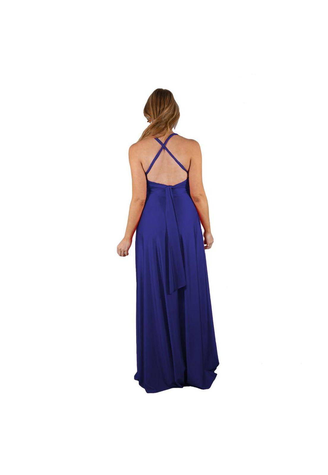 Vestido Largo Paris Azulino Lycra Lazo Maria Paskaro-3
