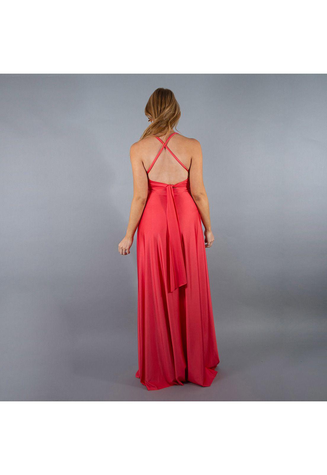 Vestido Largo Paris Coral Dupont Lazo Maria Paskaro-3