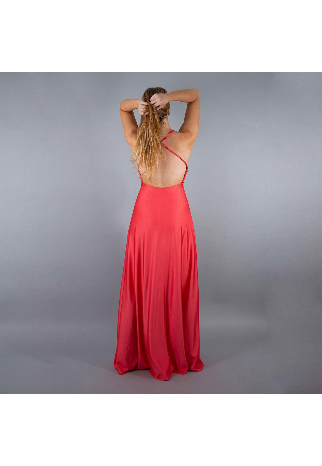 Vestido Largo Paris Coral Dupont Lazo Maria Paskaro-4