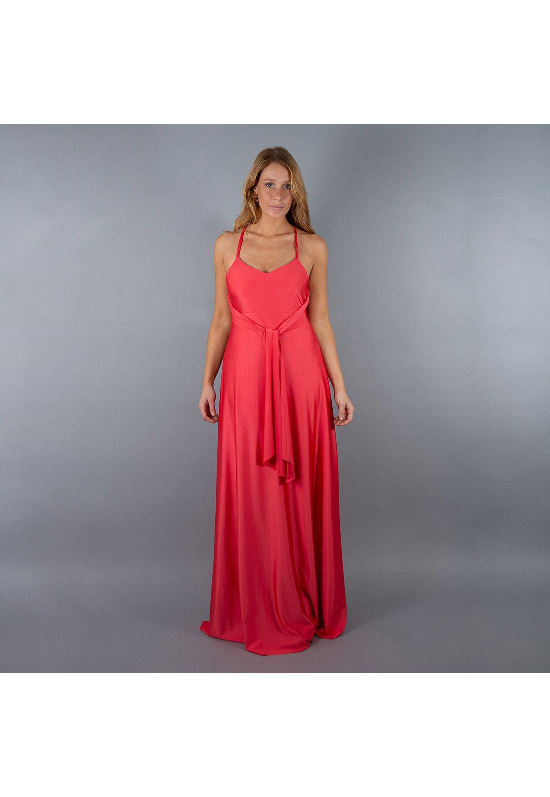 Vestido Largo Paris Coral Dupont Lazo Maria Paskaro-5