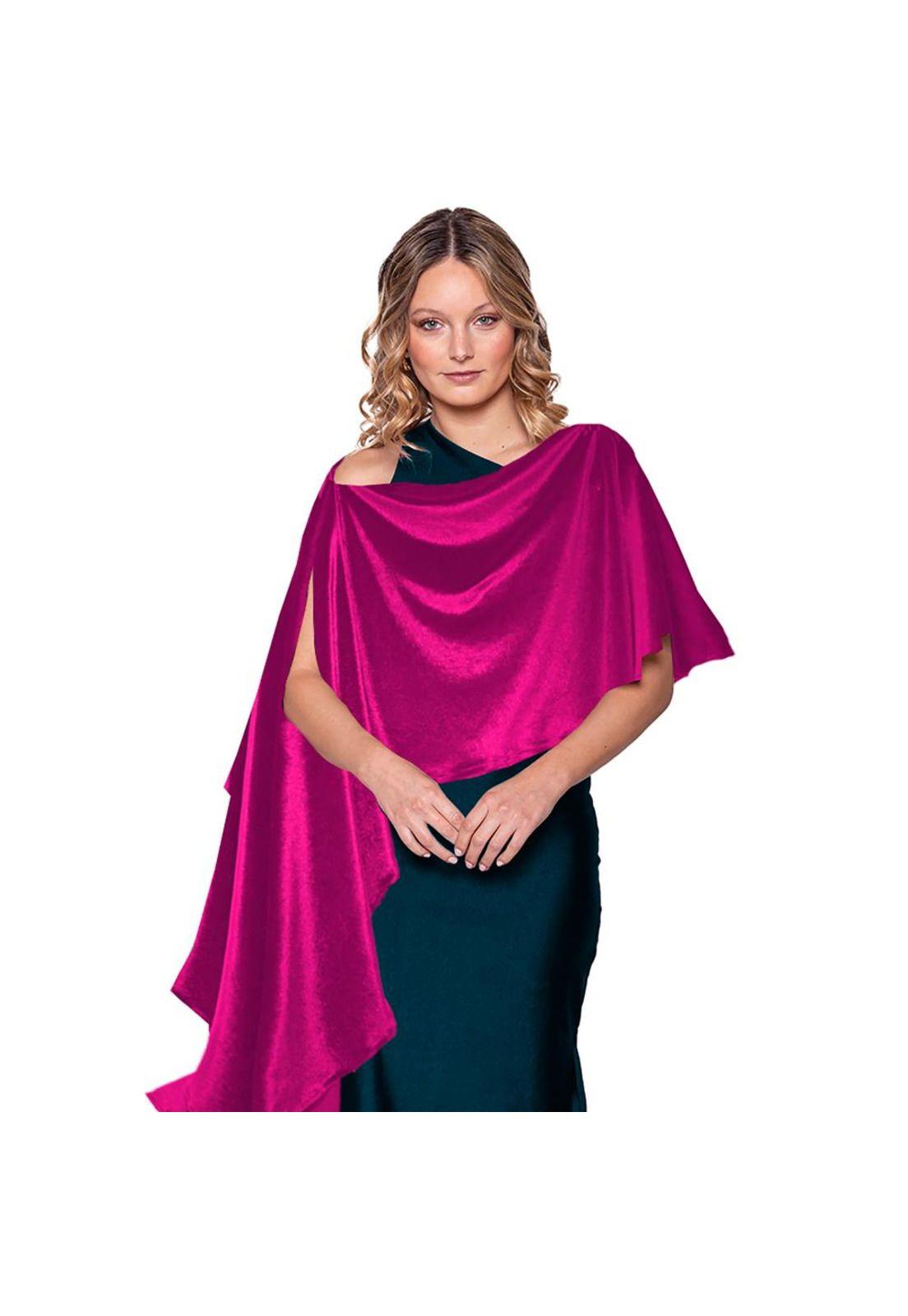Tapado Capa Multiforma Catania Fucsia Terciopelo Maria Paskaro-0