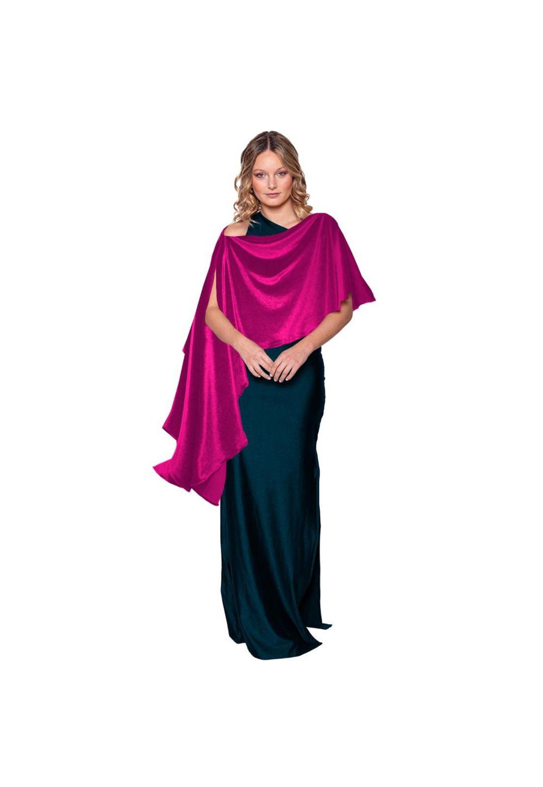 Tapado Capa Multiforma Catania Fucsia Terciopelo Maria Paskaro-1