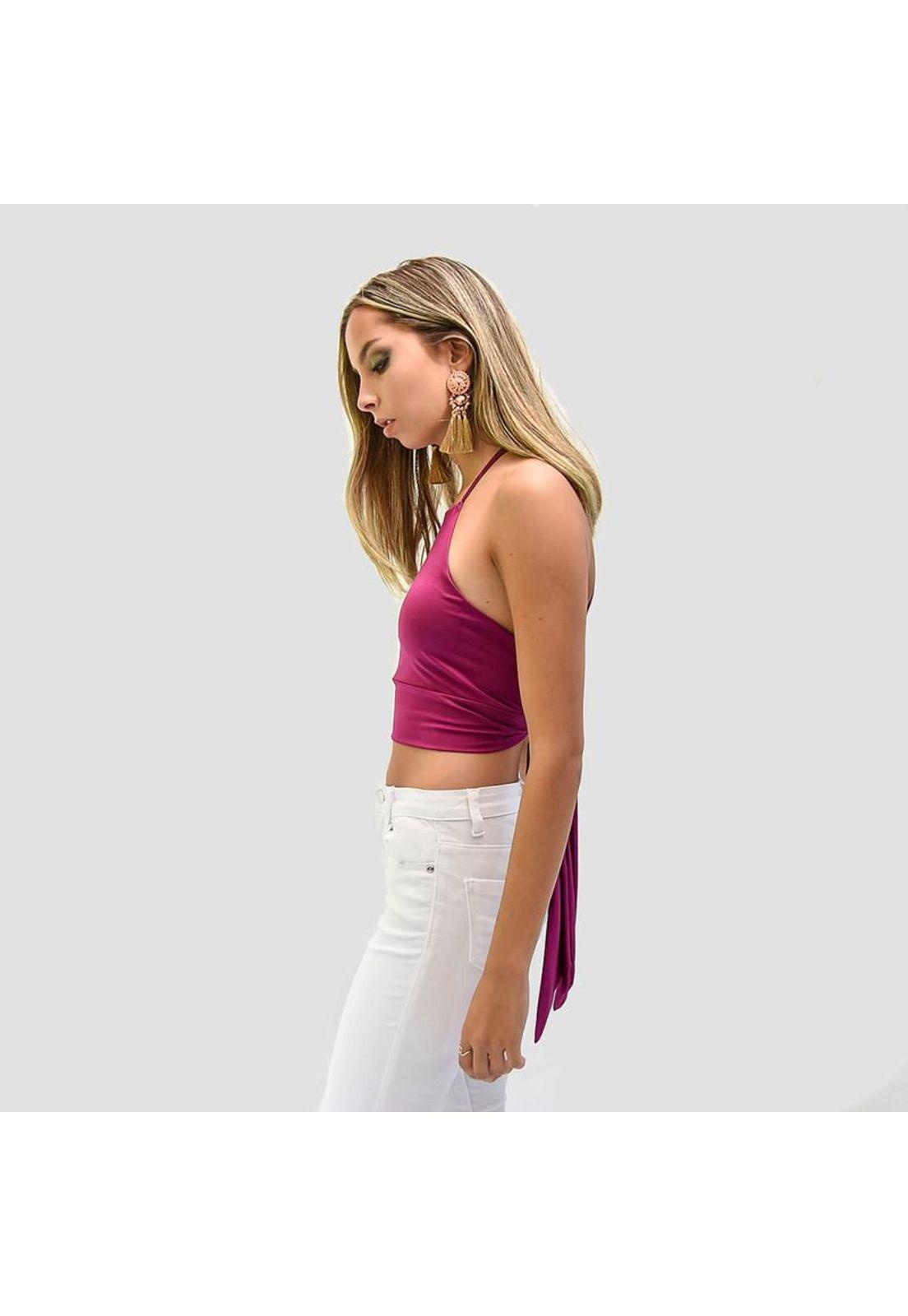 Peto Perena Magenta Lycra Halter Lazo Espalda Maria Paskaro-2