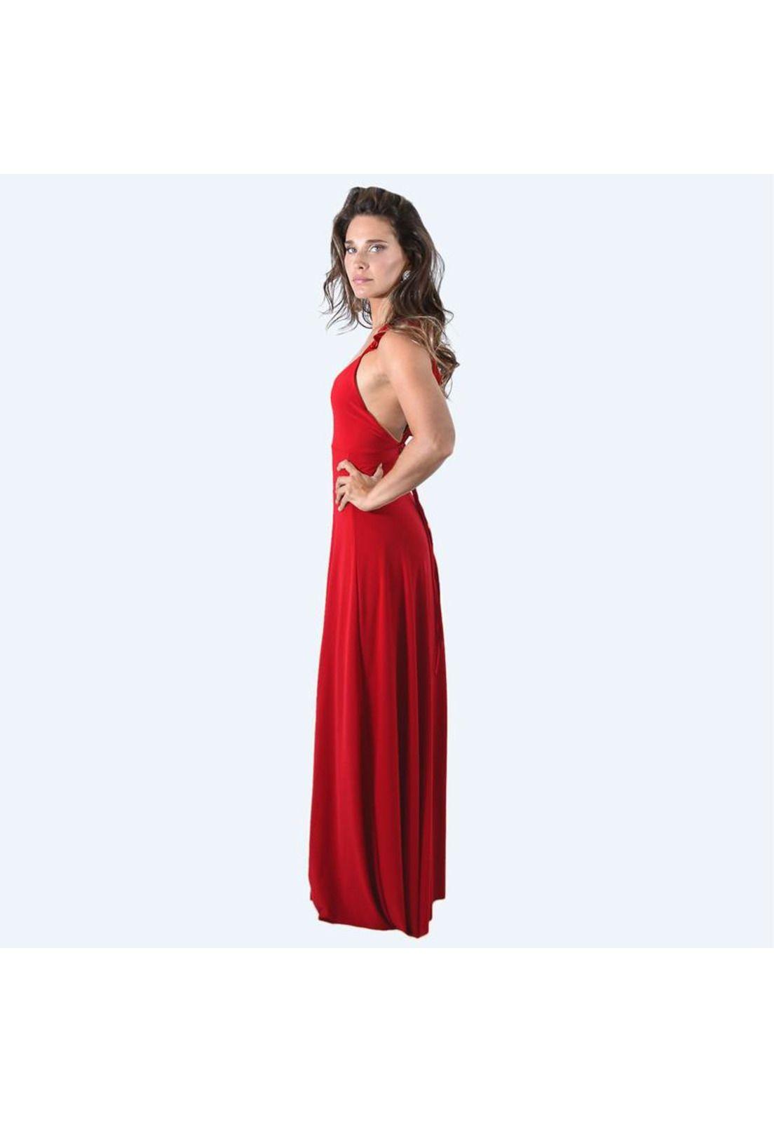 Vestido Largo Jaipur Rojo Furioso Lycra Vuelitos Maria Paskaro-1