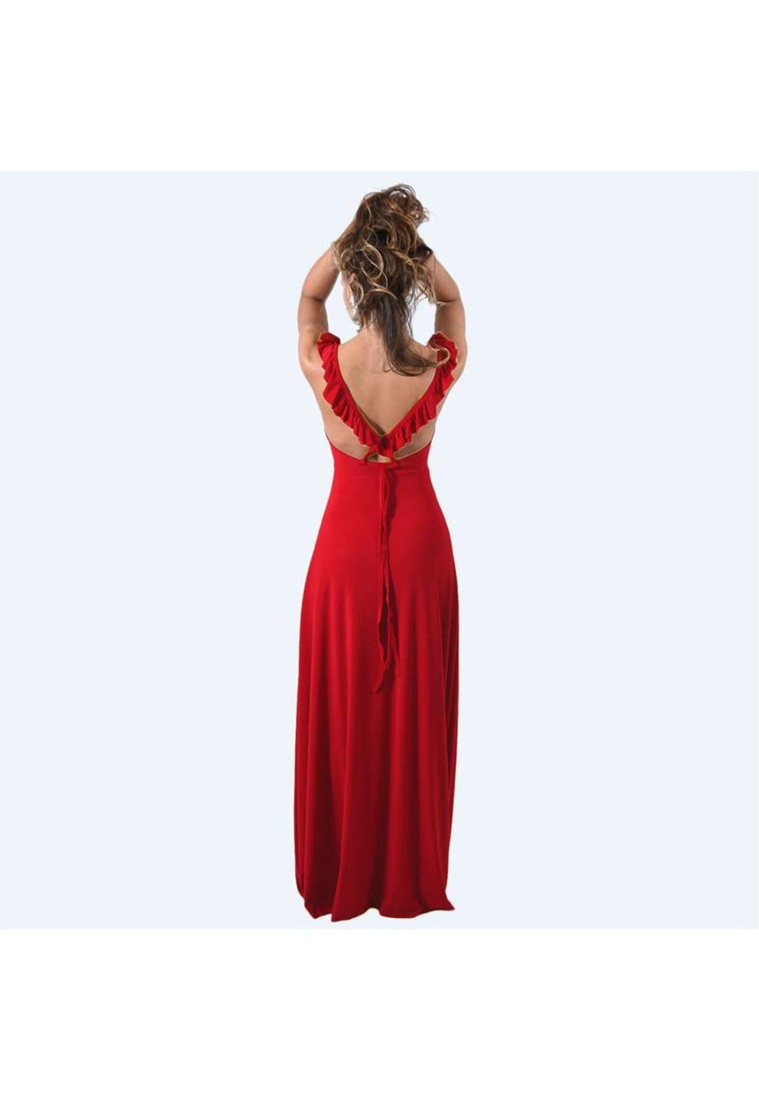 Vestido Largo Jaipur Rojo Furioso Lycra Vuelitos Maria Paskaro-2