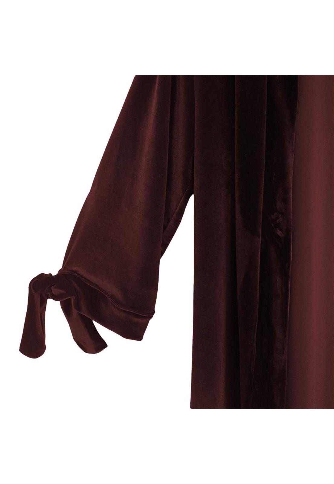 Tapado Kimono Largo Verona Burdeo Oscuro Terciopelo Maria Paskaro-3