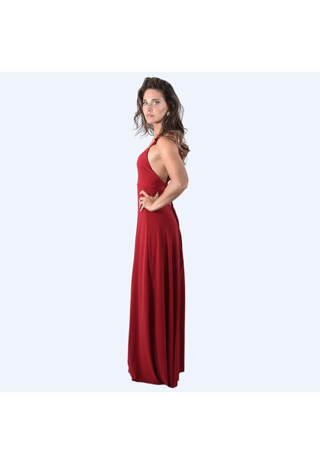 Vestido Largo Jaipur Rojo Italiano Lycra Vuelitos Maria Paskaro-1