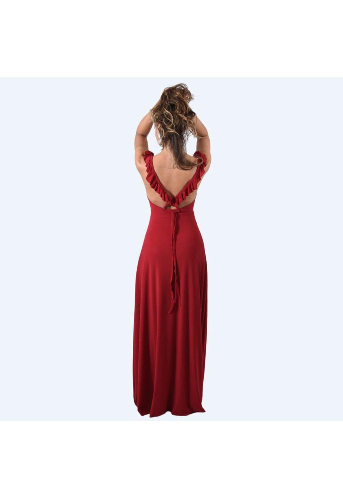 Vestido Largo Jaipur Rojo Italiano Lycra Vuelitos Maria Paskaro-2